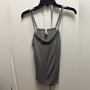 Grey Beaded Tank Top